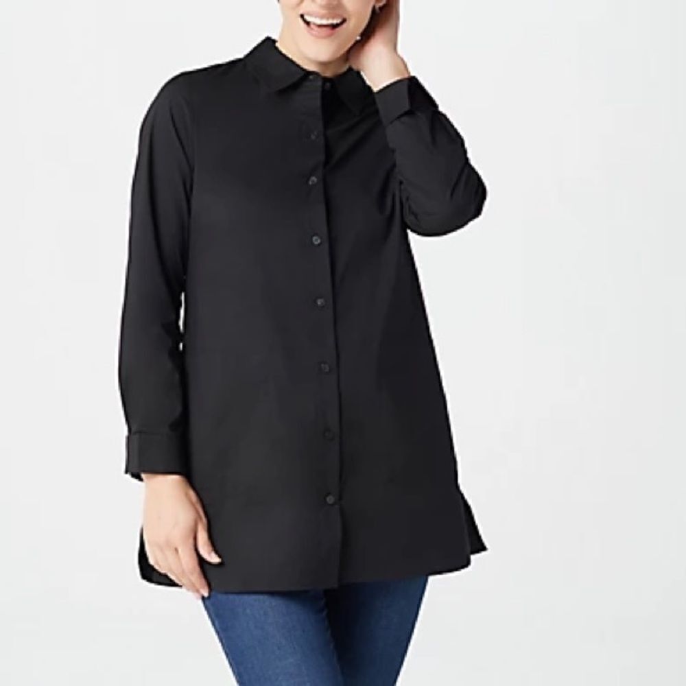 Denim & Co. Stretch Poplin Duster Shirt
